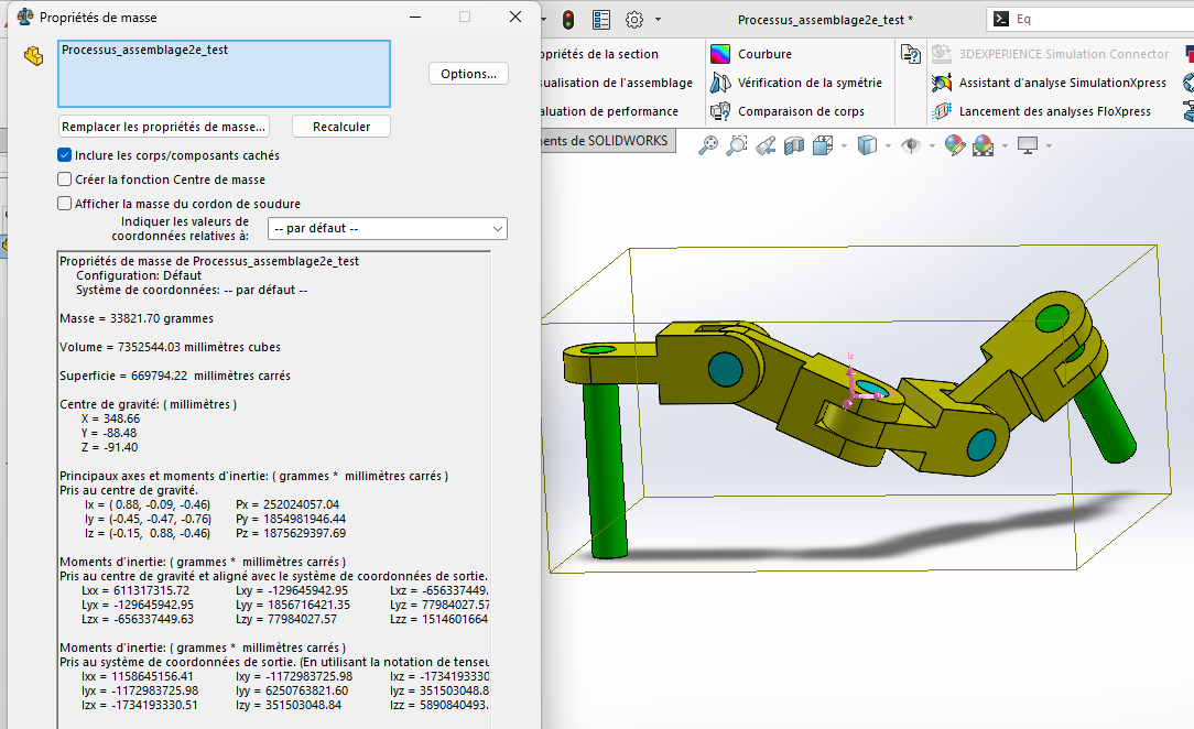 Centre de masse pour les premières valeurs